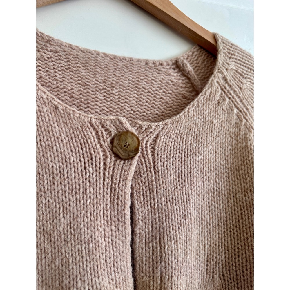 Rebecca Taylor Wool Angora Blend Chunky Knit Bell Sleeve Cropped Cardigan S Pink - Picture 3 of 9